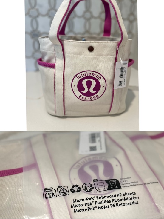 lululemon athletica Handbags - Lululemon Daily Multi-Pocket Mini Canvas Tote Bag 6.5L (Natural/Pow Pink Tone)